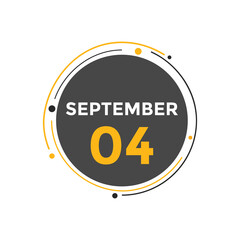 september 4 Calendar icon Design. Calendar Date 4th september. Calendar template 

