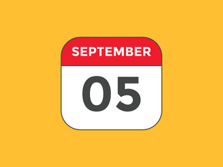 september 5 calendar reminder. 5th september daily calendar icon template. Vector illustration 
