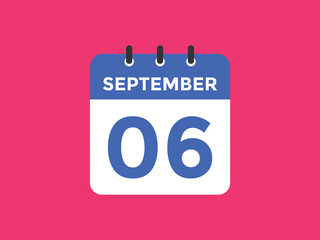 september 6 Calendar icon Design. Calendar Date 6th september. Calendar template 
