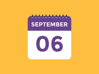 september 6 calendar reminder. 6th september daily calendar icon template. Vector illustration 
