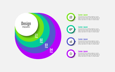Infographic business banner template colorful  gradient design with 4 step