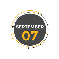 september 7 Calendar icon Design. Calendar Date 7th september. Calendar template 
