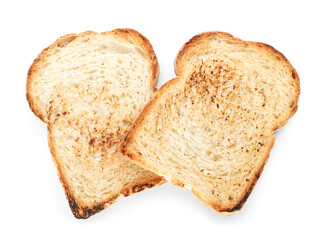Tasty toasts on white background