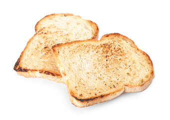 Tasty toasts on white background