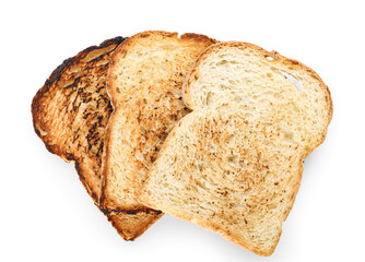 Tasty toasts isolated on white background