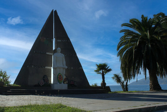Monument to the soldiers-restorers against the background of the sky