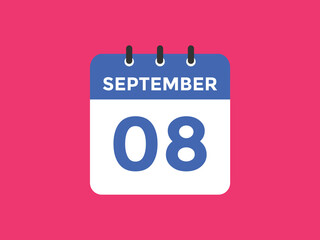 september 8 calendar reminder. 8th september daily calendar icon template. Vector illustration 
