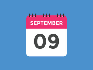 september 9 calendar reminder. 9th september daily calendar icon template. Vector illustration 
