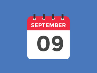 september 9 calendar reminder. 9th september daily calendar icon template. Vector illustration 
