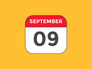september 9 calendar reminder. 9th september daily calendar icon template. Vector illustration 
