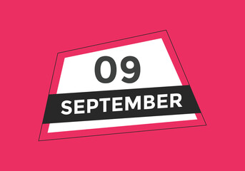 september 9 calendar reminder. 9th september daily calendar icon template. Vector illustration 

