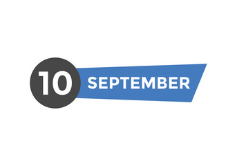 september 10 calendar reminder. 10th september daily calendar icon template. Vector illustration 
