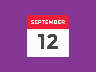 september 12 Calendar icon Design. Calendar Date 12th september. Calendar template 
