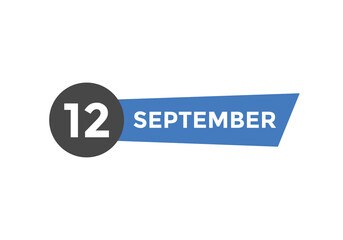 september 12 Calendar icon Design. Calendar Date 12th september. Calendar template 
