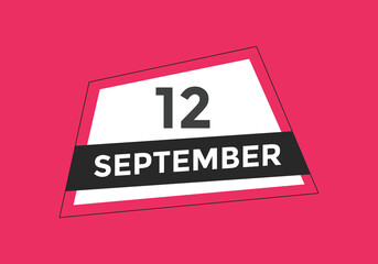 september 12 Calendar icon Design. Calendar Date 12th september. Calendar template 
