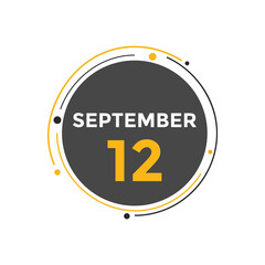 september 12 calendar reminder. 12th september daily calendar icon template. Vector illustration 
