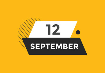 september 12 calendar reminder. 12th september daily calendar icon template. Vector illustration 
