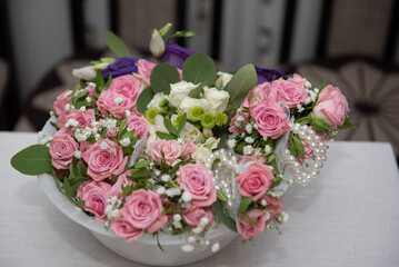 godparents' flowers at a wedding in Romania