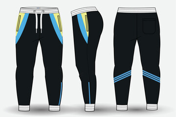 Trouser design template for technical fashion illustration and trousers pant design for Sweatpants design and mockup - obrazy, fototapety, plakaty
