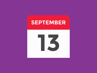 september 13 Calendar icon Design. Calendar Date 13th september. Calendar template 
