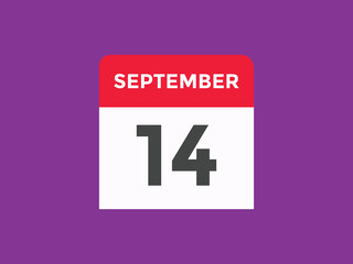 september 14 Calendar icon Design. Calendar Date 14th september. Calendar template 
