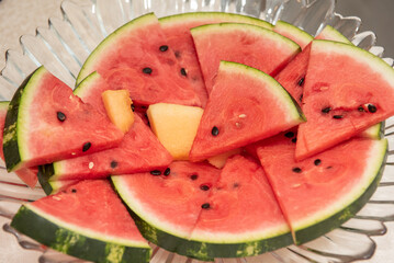 fresh and red  sliced  watermelon 