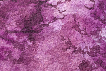 Abstract art background dark purple and lilac colors. Watercolor painting on canvas with soft magenta gradient.