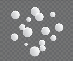 Realistic soap foam bubbles with reflection isolated on transparent background. Stock vector.