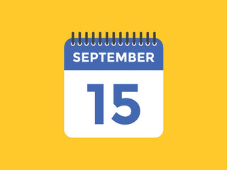 september 15 calendar reminder. 15th september daily calendar icon template. Vector illustration 
