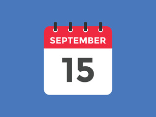 september 15 calendar reminder. 15th september daily calendar icon template. Vector illustration 
