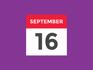 september 16 Calendar icon Design. Calendar Date 16th september. Calendar template 
