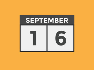 september 16 calendar reminder. 16th september daily calendar icon template. Vector illustration 
