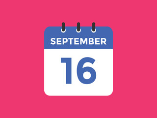 september 16 calendar reminder. 16th september daily calendar icon template. Vector illustration 
