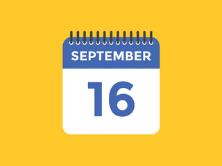 september 16 calendar reminder. 16th september daily calendar icon template. Vector illustration 
