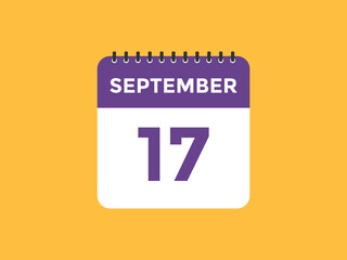 september 17 Calendar icon Design. Calendar Date 17th september. Calendar template 
