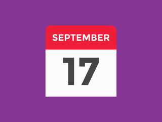 september 17 Calendar icon Design. Calendar Date 17th september. Calendar template 
