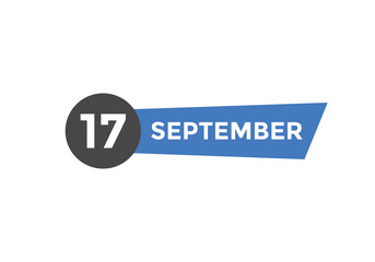 september 17 Calendar icon Design. Calendar Date 17th september. Calendar template 

