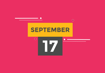 september 17 Calendar icon Design. Calendar Date 17th september. Calendar template 
