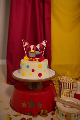 Circus-style holiday decoration, birthday cake