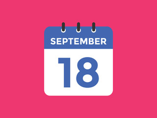 september 18 calendar reminder. 18th september daily calendar icon template. Vector illustration 
