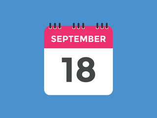 september 18 calendar reminder. 18th september daily calendar icon template. Vector illustration 
