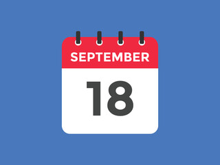september 18 calendar reminder. 18th september daily calendar icon template. Vector illustration 
