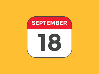 september 18 Calendar icon Design. Calendar Date 18th september. Calendar template 
