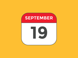 september 19 Calendar icon Design. Calendar Date 19th september. Calendar template 
