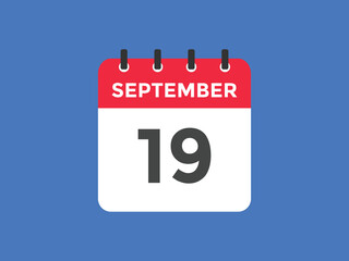 september 19 calendar reminder. 19th september daily calendar icon template. Vector illustration 
