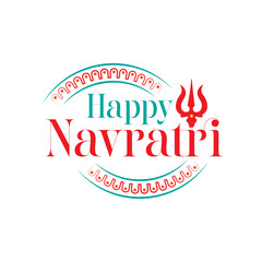 Happy Navratri Festival Greeting Background with Hindu Goddess Durga Face Illustration	