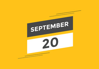 september 20 Calendar icon Design. Calendar Date 20th september. Calendar template 
