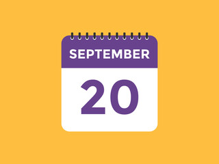 september 20 Calendar icon Design. Calendar Date 20th september. Calendar template 
