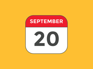 september 20 Calendar icon Design. Calendar Date 20th september. Calendar template 

