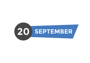 september 20 Calendar icon Design. Calendar Date 20th september. Calendar template 
